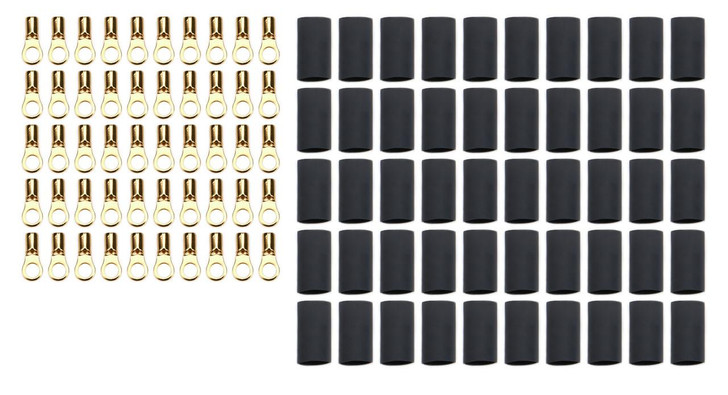 QUICKCAR RACING PRODUCTS Ring Terminal #6 16-22 Ga w/Heat Shrink 50pk 