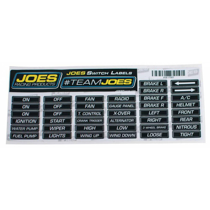 JOES RACING PRODUCTS JOES Switch Panel Labels 
