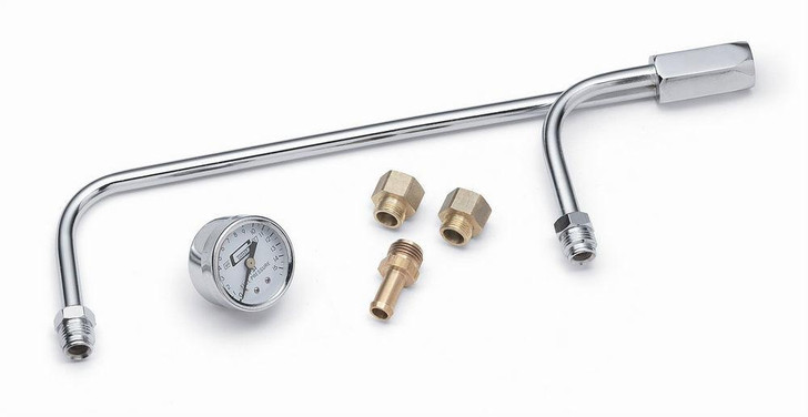MR. GASKET Chrome Fuel Line w/Press Gauge (Demon Carbs) 