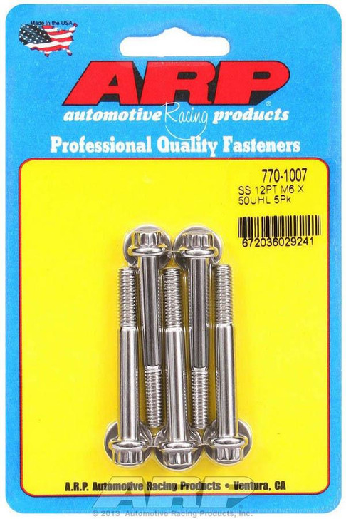 ARP S/S Bolt Kit - 12pt. (5) 6mm x 1.00 x 50mm 