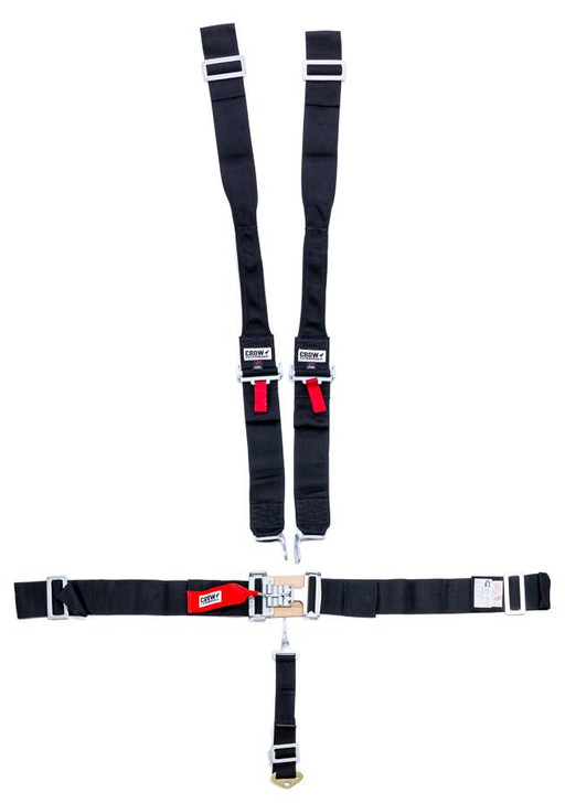 CROW SAFETY GEAR 5-Pt Harness Big Latch Blk Hans Wrap Around Pul 