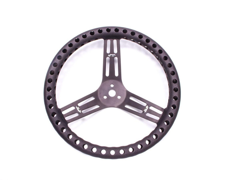 LONGACRE Streering Wheel 14in Dished Drilled Black 