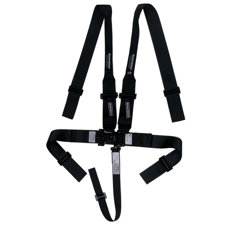 ULTRA SHIELD Harness 5pt Black HANS Shoulder 3in Pull-Down 
