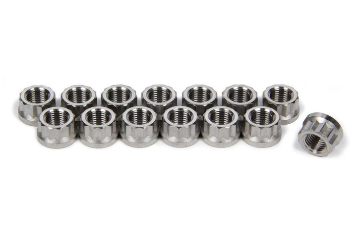 Ti22 PERFORMANCE Header Flange Nut Set 12pt Titanium 14pcs 