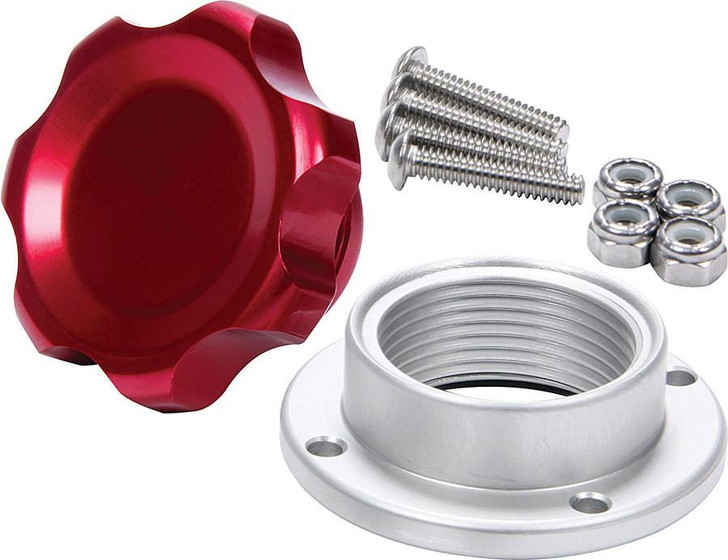 ALLSTAR PERFORMANCE Filler Cap Red with Bolt-In Alum Bung Small 
