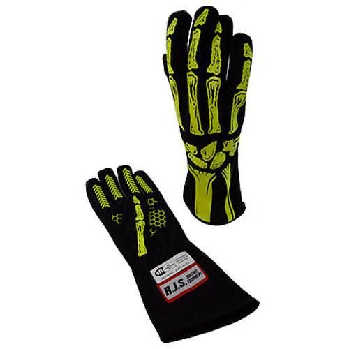 RJS SAFETY Single Layer Yellow Skeleton Gloves Large 
