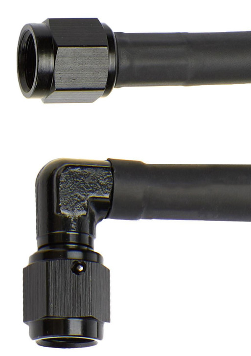 ALLSTAR PERFORMANCE Coated Braided Line 9in #4 Hose -4 Str/-4 90 Deg 