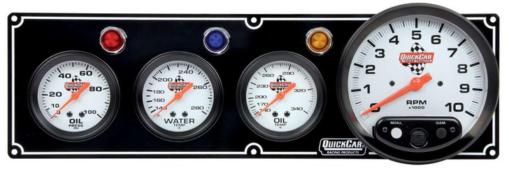 QUICKCAR RACING PRODUCTS 3-1 Gauge Panel OP/WT/OT w/5in Tach Black 