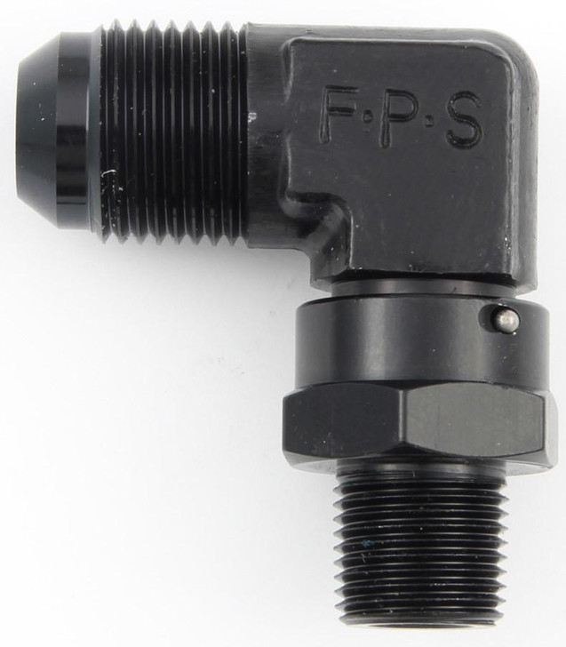 FRAGOLA #8 x 1/4 MPT 90 Deg Swivel Adapter Black 