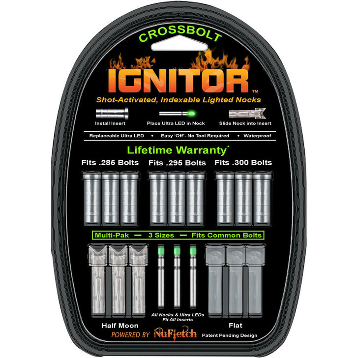 Nufletch Ignitor Crossbow Nocks Green Universal Fit 3 Pk