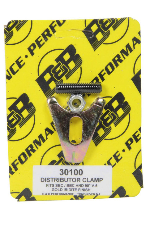 B and B PERFORMANCE PRODUCTS Distributor Clamp - Chevy V8- Gold 