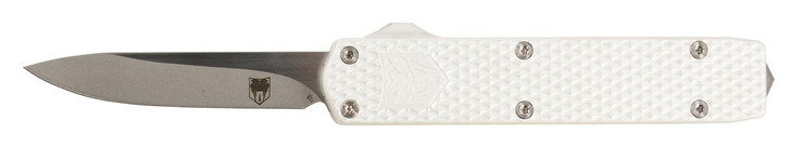 COBRA TEC KNIVES LLC CobraTec Knives MNSILMGEN2DNS Mini Mamba Gen II 2.25" OTF Plain Stonewashed D2 Steel Blade, 3.38" Silver Textured Anodized Aluminum Handle, Features Glass Breaker, Includes Pocket Clip 