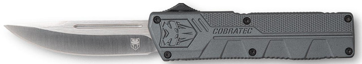 COBRA TEC KNIVES LLC CobraTec Knives GYCTLWDNS Lightweight  3.25" OTF Drop Point Plain D2 Steel Blade/Gray Aluminum Handle Includes Pocket Clip 