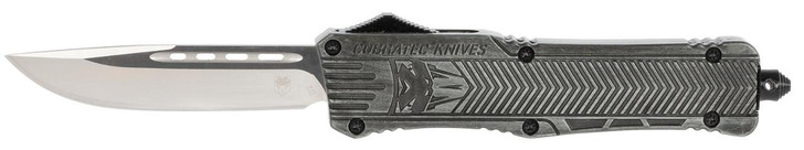 COBRA TEC KNIVES LLC CobraTec Knives LSWCTK1LDNS CTK-1  Large 3.75" OTF Drop Point Plain D2 Steel Blade/ Stonewashed Aluminum Handle Features Glass Breaker Includes Pocket Clip 