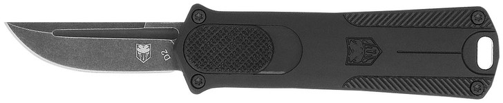 COBRA TEC KNIVES LLC CobraTec Knives CALI952BLKDNS 952 *CA Compliant 1.75" OTF Drop Point Plain Stonewashed D2 Steel Blade, 3" Black Anodized Aluminum Handle 