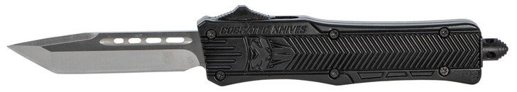 COBRA TEC KNIVES LLC CobraTec Knives SBCTK1STNS CTK-1  Small 2.75" OTF Tanto Plain Black D2 Steel Blade/Black Aluminum Handle Features Glass Breaker Includes Pocket Clip 