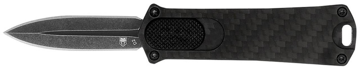 COBRA TEC KNIVES LLC CobraTec Knives 952BLKDAGNS 952  1.75" OTF Dagger Plain Stonewashed D2 Steel Blade, 3" Black Anodized Aluminum Handle 