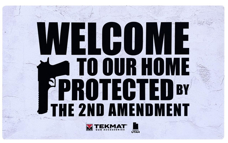 BECK TEK, LLC (TEKMAT) TekMat TEK422AMENDMENT 2nd Amendment Door Mat White/Black Rubber 42" Long "Welcome To Our Home Protected By The 2nd Amendment" 