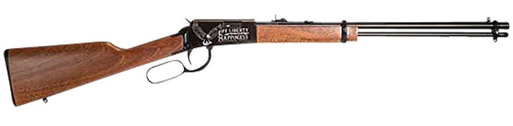  Rossi RL22181WDEN19 Rio Bravo  Full Size 22 LR 15+1 18" Polished Black Steel Barrel, Polished Black w/July 4 Eagle Engraving Aluminum Receiver, Fixed German Beechwood Wood Stock 