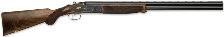  F.A.I.R. FRJBPRTG1628 Jubilee Prestige Tartargua Gold Full Size 16 Gauge Break Open 2.75" 2rd 28" Blued Over/Under Barrel, Gold Engraving Aluminum Receiver, Fixed Walnut Stock, Ambidextrous 