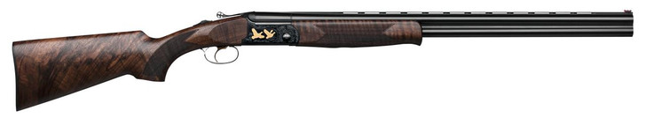  F.A.I.R. FRSLX600BL1228 SLX 600  Full Size 12 Gauge Break Open 3" 2rd 28" Black Over/Under Vent Rib Barrel, Black Stainless Steel Engraved Receiver, Fixed Walnut Stock, Right Hand 