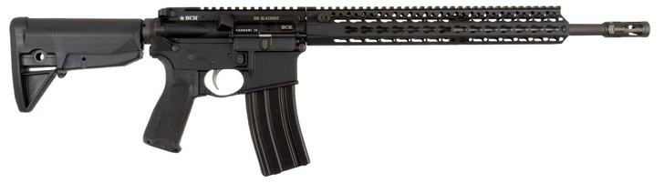 Bravo BCM 653790 RECCE-16 KMR-A 300 Blackout 16" 30+1 Black Hard Coat Anodized, Manganese Phosphate, 6 Position Stock,  Bravo Mod 3 Grip 