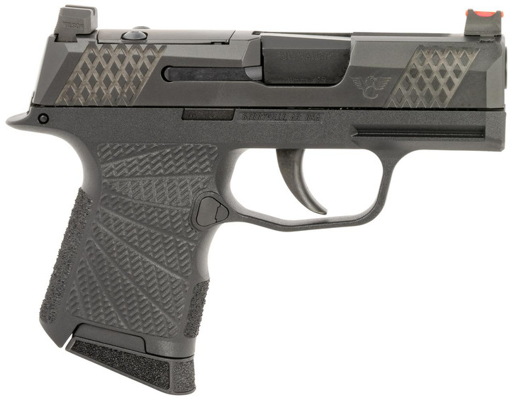  Wilson Combat SIGWCP3659BSR P365  9mm Luger 10+1 (2) 3.10", Black, RMRSc Optic Cut Slide with X-Tac Pattern Serrations, Polymer Frame, Sunburst Grips, Optic Height Fiber Optic Sights, Standard Trigger 