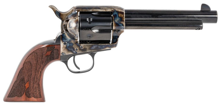 Taylors and Company Taylors & Company 555130 Gambler  45 Colt (LC) Caliber with 5.50" Blued Finish Barrel, 6rd Capacity Blued Finish Cylinder, Color Case Hardened Finish Steel Frame & Checkered Walnut Grip 