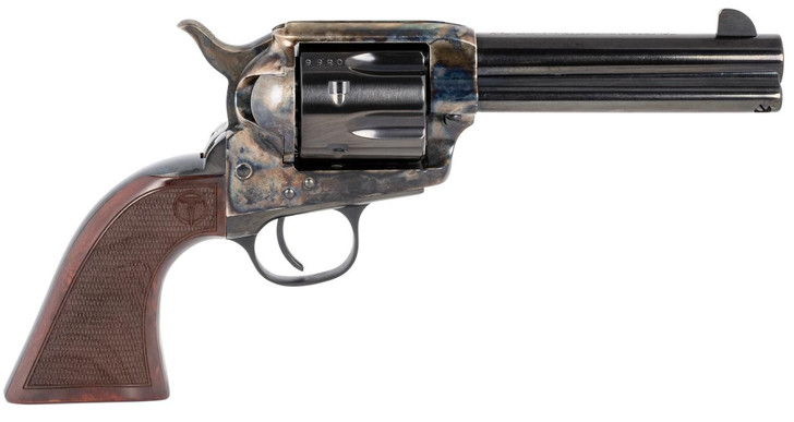 Taylors and Company Taylors & Company 550812 Smoke Wagon  45 Colt (LC) Caliber with 4.75" Blued Finish Barrel, 6rd Capacity Blued Finish Cylinder, Color Case Hardened Finish Steel Frame & Checkered Walnut Grip 