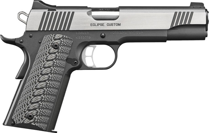 KIMBER MFG.,INC Kimber Mfg, Inc 3000238 Eclipse Custom 45 ACP 7+1 5" Stainless Match Grade Barrel, Charcoal Gray Serrated Stainless Steel Slide, Charcoal Gray Stainless Steel Frame w/Beavertail, G10 Grip 