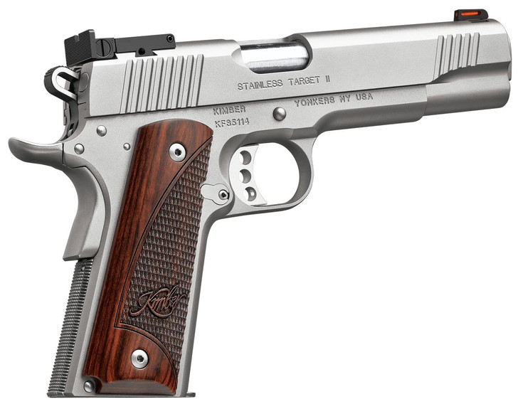 KIMBER MFG.,INC Kimber Mfg, Inc 3200326 Stainless II Target Full Size Frame 9mm Luger 9+1 5" Stainless Match Grade Barrel, Satin Silver Serrated Stainless Steel Slide & Frame w/Beavertail, Rosewood Grip 