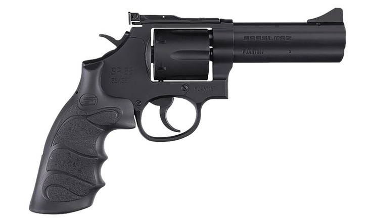  SAR USA SARSR38BL4 SAR SR  357 Mag/38 Special 6 Shot 4" Black Steel Barrel & Cylinder, Black Steel Frame, Black Finger Grooved Grip, Drop Safety/Hammer Block Safety, Exposed Hammer 