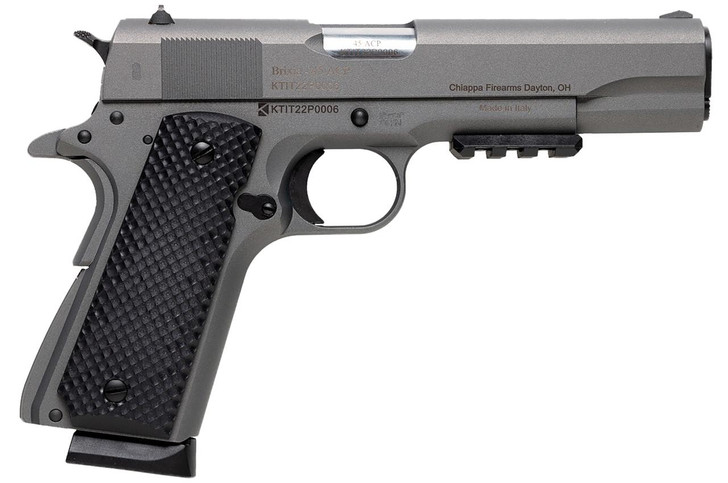 Charles Daly Chiappa Charles Daly 440179 1911 Field Grade 45 ACP 8+1 5" Stainless Steel Barrel, Mystikote Tactical Gray Serrated Steel Slide & Steel Frame w/Beavertail, Black Polymer Grips 