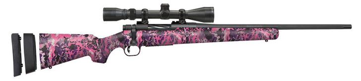  Mossberg 28142 Patriot Super Bantam 243 Win Caliber with 5+1 Capacity, 20" Fluted Barrel, Matte Blued Metal Finish & Muddy Girl Wild Synthetic Stock Right Hand (Youth) Includes 3-9x40mm Scope 