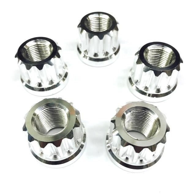 DRAG RACE SOLUTIONS Billet Aluminum 12pt Lug Nuts 5/8in Polished 5pk 