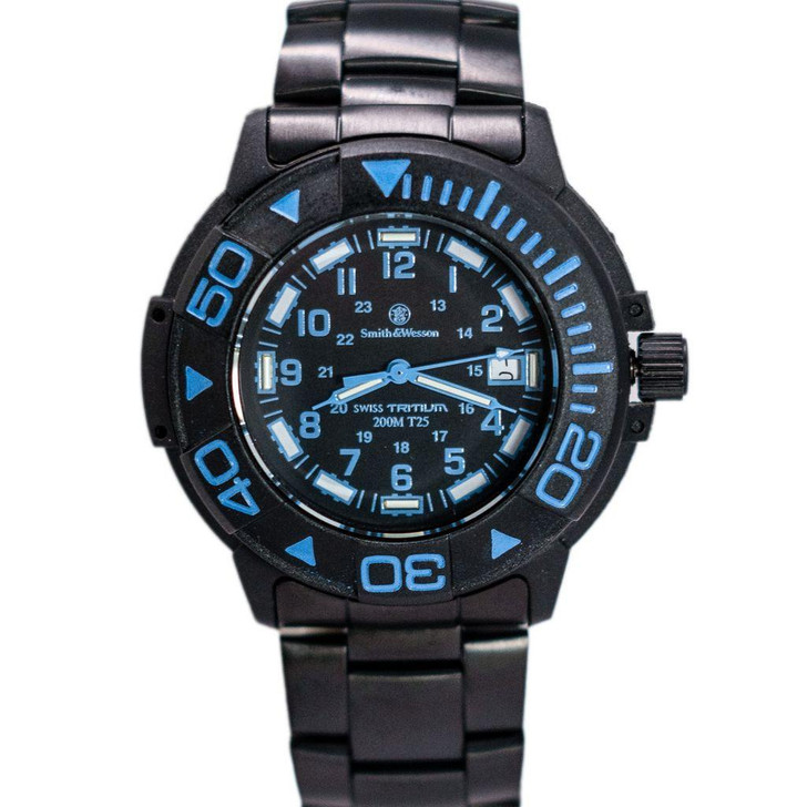  Smith & Wesson Diver Blue with Tritium, Metal and Rubber Strap 