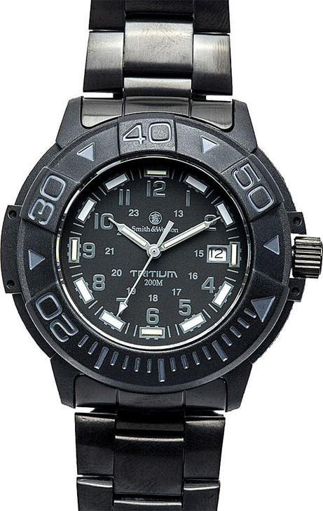  Smith & Wesson Diver Black with Tritium, Metal and Rubber Strap 