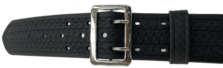 Perfect Fit 2.25'' 4 Row Stitching Sam Browne Leather Belt w/ Chrome Buckle 