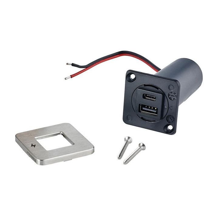  Scanstrut TILE USB-A/USB-C Interior Charging Socket - 12/24V - Stainless Steel Bezel 