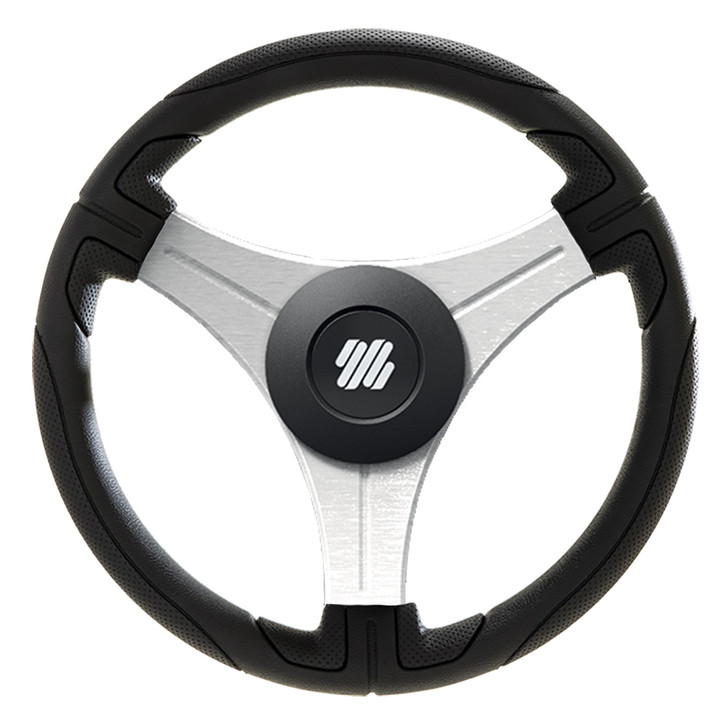 Uflex Ustica 13" Steering Wheel - Black - Polyurethane w/Silver Spokes & X62 Hub