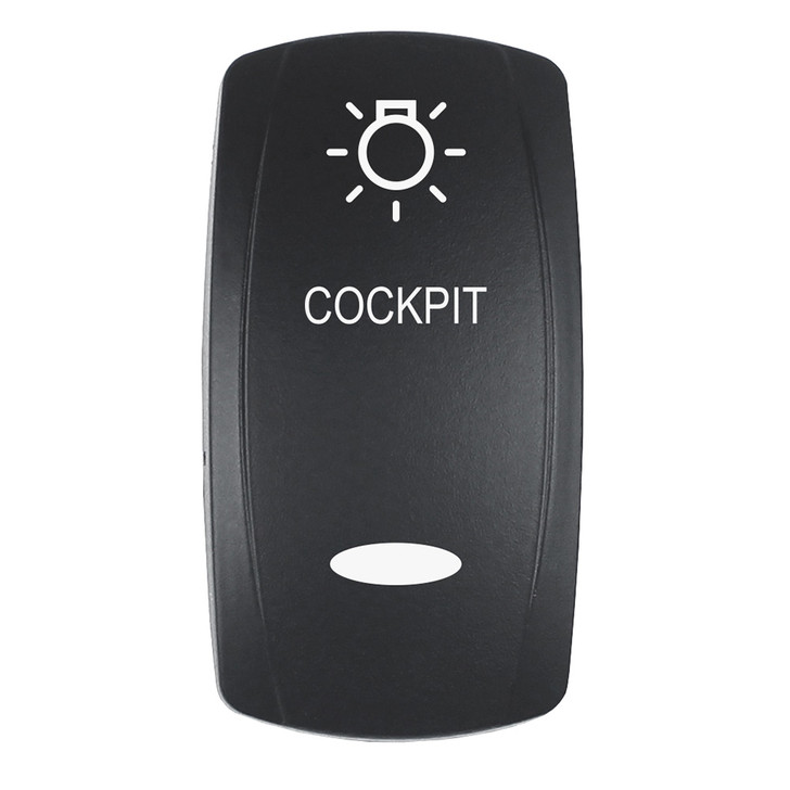 Pacer Actuator - 'COCKPIT' f/V Series Contura Switches - Black - Laser Etched (Top/Bottom Light)