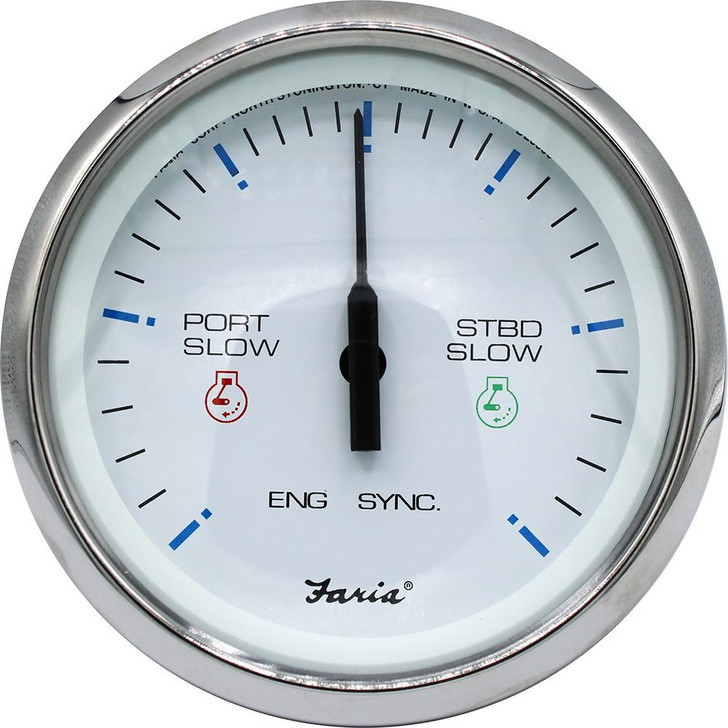 Faria Beede Instruments Faria 4" Chesapeake SS White Engine Synchronizer - Dual Gas & Var Ratio Alt Diesel 