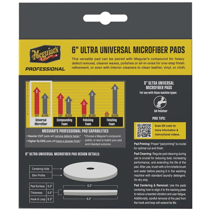  Meguiar's Professional 6" Ultra Universal Microfiber Pads *2-Pack 