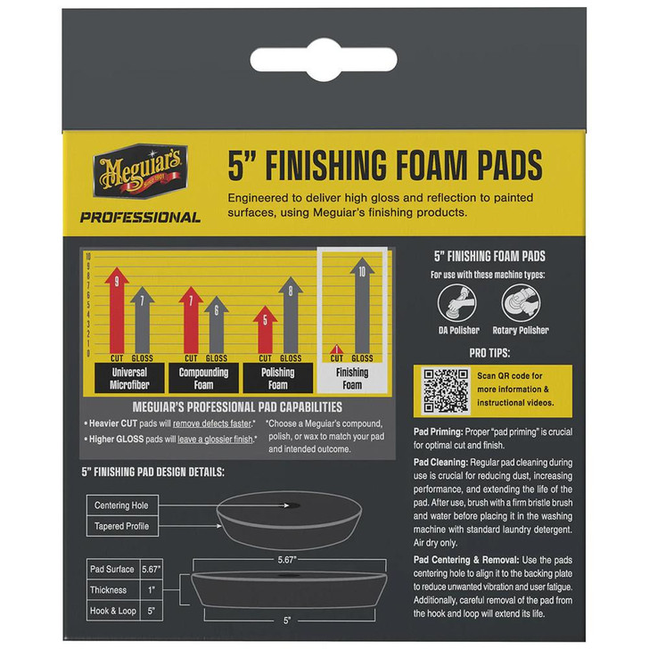 Meguiar's Professional 5" Finishing Foam Pads *2-Pack 