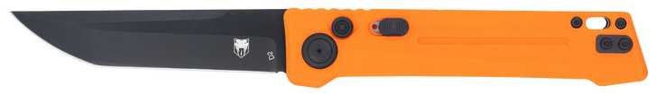 CobraTec Knives CTIFRORG Inferno  3.50" OTF Tanto Plain Black TiCN D2 Steel Blade, 4.75" Blaze Orange Textured Handle