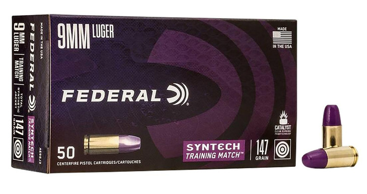  Federal Syntech Training Match 9mm 147gr Total Syntech Jacket Flat Nose Ammo 1,000 Rounds 