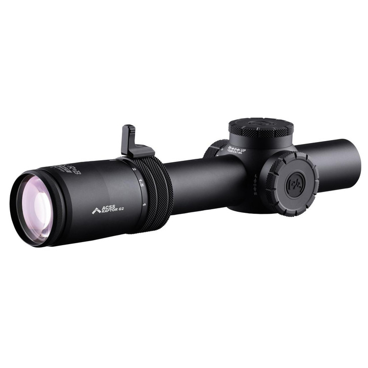  Primary Arms PLxC Rifle Scope 24MM Objective 1-8X Magnification 30mm Main Tube First Focal Plane Illuminated ACSS Griffin MIL M8 Reticle .1 MRAD Black 