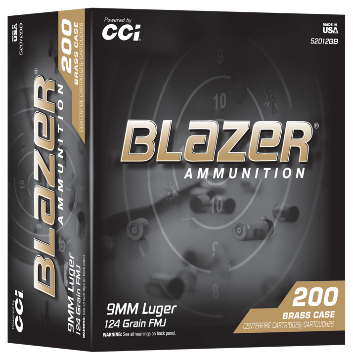 CCI Blazer Brass 9mm 124gr FMJ Ammo 200 Round Bulk Pack