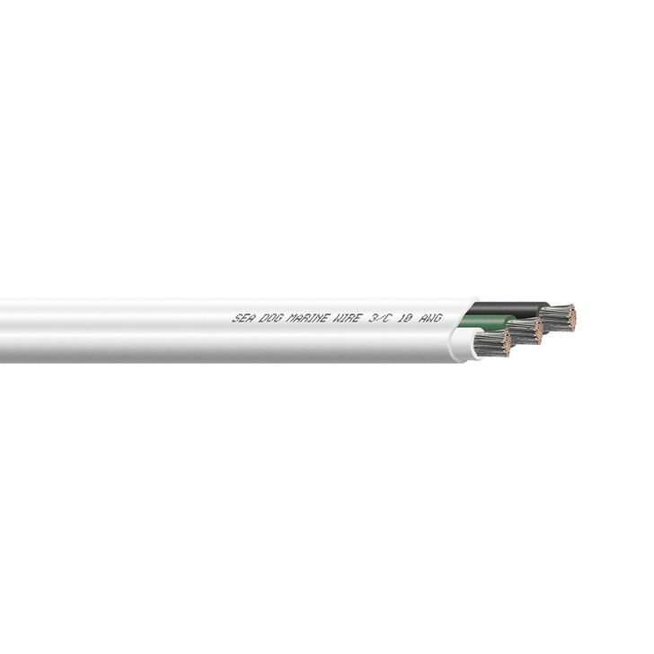 Sea-Dog 10/3 AWG Flat Triplex Wire - White/Green/Black - 100'