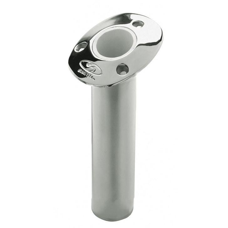  C.E. Smith Flush Mount Rod Holder - 15 Degree & 9" Depth - Stainless Steel - Cast Gimbal - White Vinyl Liner 